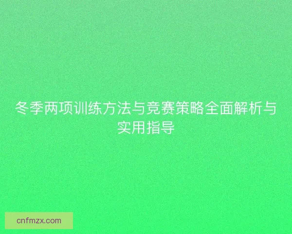 冬季两项训练方法与竞赛策略全面解析与实用指导