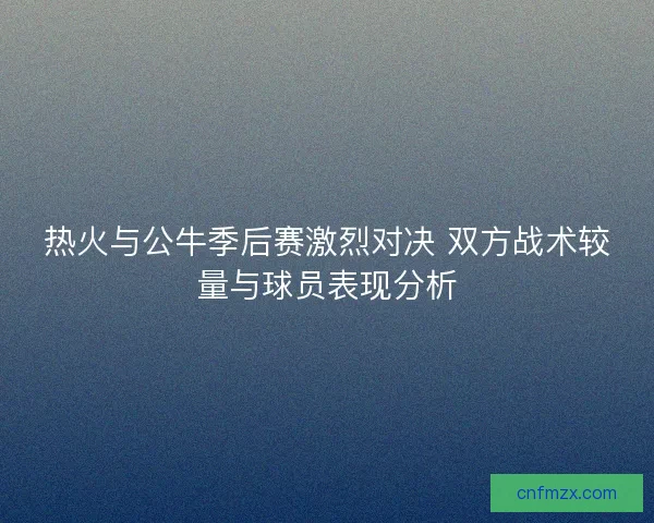 热火与公牛季后赛激烈对决 双方战术较量与球员表现分析