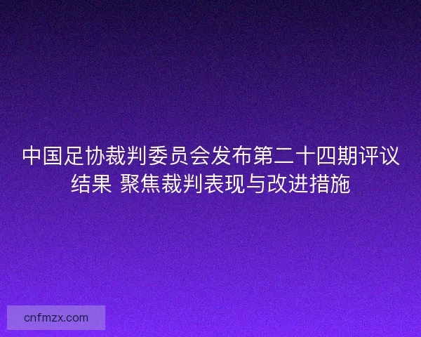 中国足协裁判委员会发布第二十四期评议结果 聚焦裁判表现与改进措施